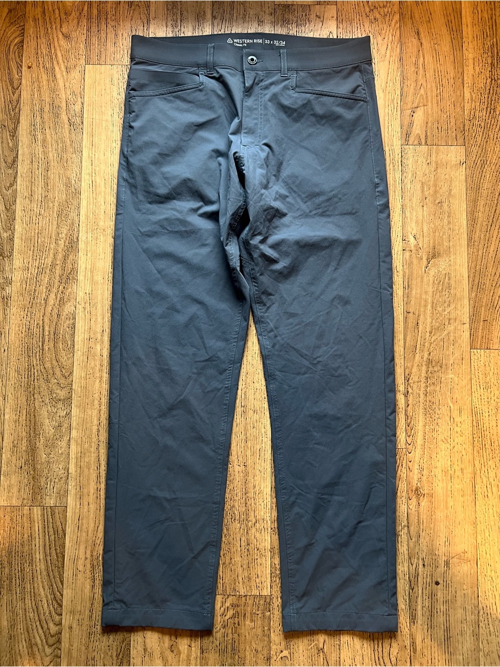 Western Rise Evolution Pant Mens 33x31 Blue Gray Classic Fit 4-Way Stretch Nylon